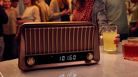 Altavoces Bluetooth vintage de diseño retro con radio de Philips, TAVS700